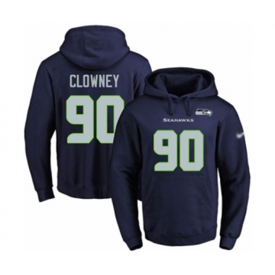 Football Men's Seattle Seahawks #90 Jadeveon Clowney Navy Blue Name & Number Pullover Hoodie - Jersey