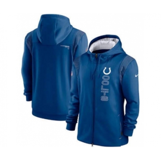 Men's Indianapolis Colts 2021 Royal Sideline Team Performance Full-Zip Hoodie - Jersey