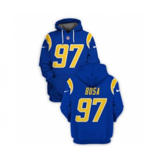 Men's Los Angeles Chargers #97 Joey Bosa 2021 Royal Pullover Football Hoodie - Jersey