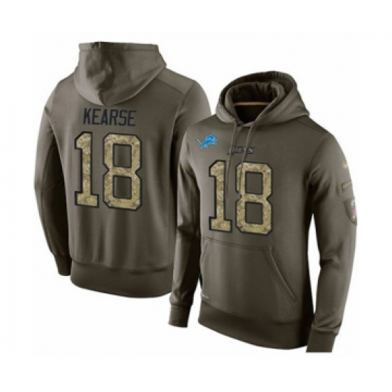 Football Men's Detroit Lions #18 Jermaine Kearse Green Salute To Service Pullover Hoodie - Jersey