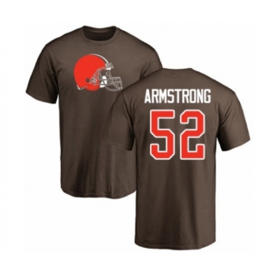 Football Cleveland Browns #52 Ray-Ray Armstrong Brown Name & Number Logo T-Shirt - Jersey