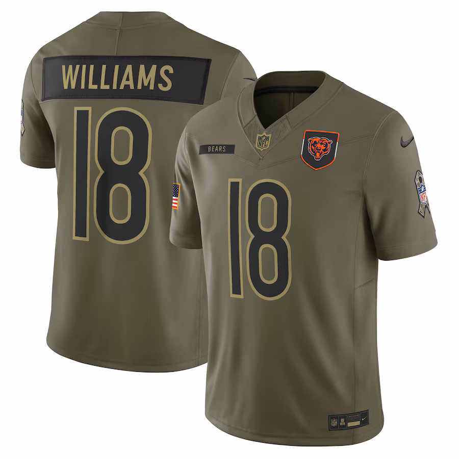 Men's Chicago Bears Caleb Williams Nike Olive 2025 Salute to Service Limited Jersey - Jersey