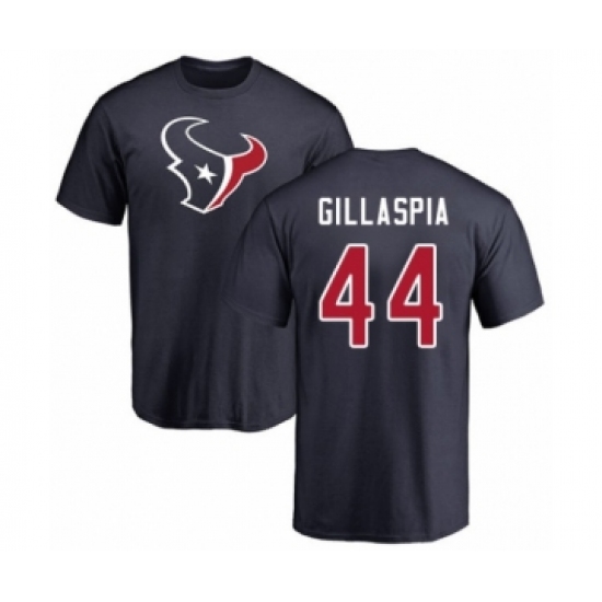 Football Houston Texans #44 Cullen Gillaspia Navy Blue Name & Number Logo T-Shirt - Jersey