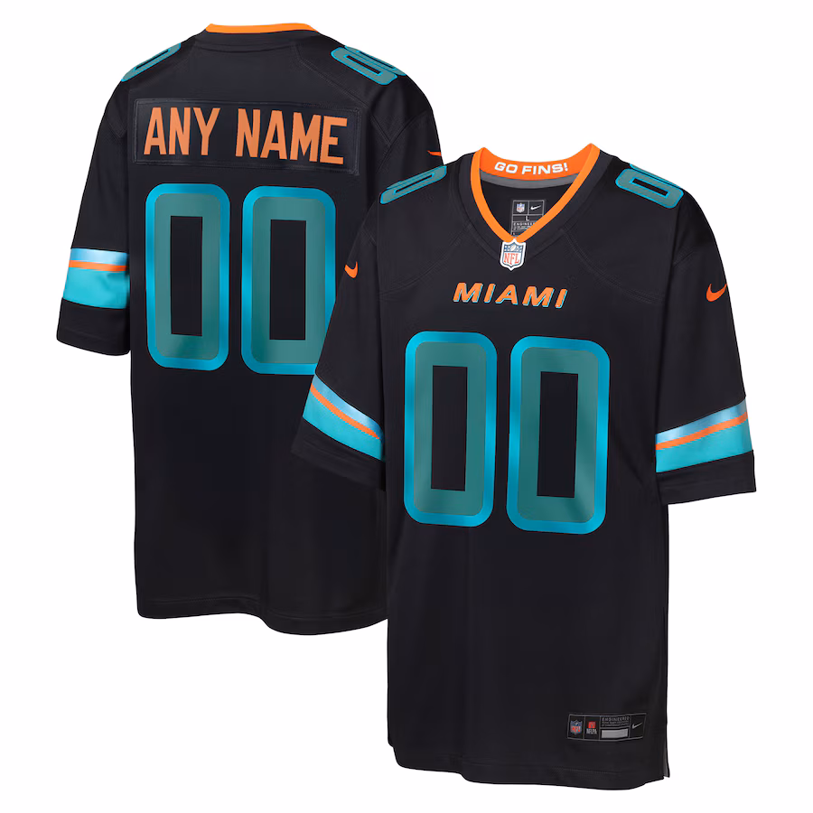 Youth Miami Dolphins Nike Pitch Blue 2025 Rivalries Collection Custom Game Jersey - Jersey