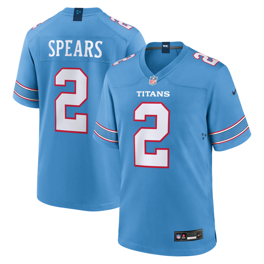 Men's Tennessee Titans Tyjae Spears Nike Light Blue Game Jersey - Jersey