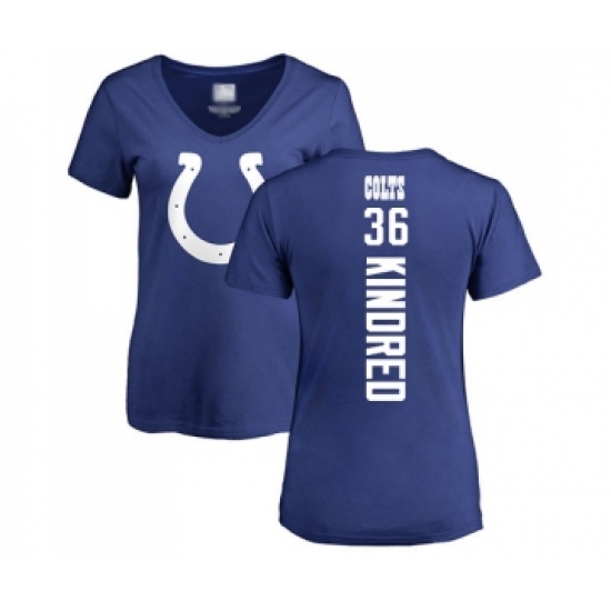 Football Women's Indianapolis Colts #36 Derrick Kindred Royal Blue Backer T-Shirt - Jersey