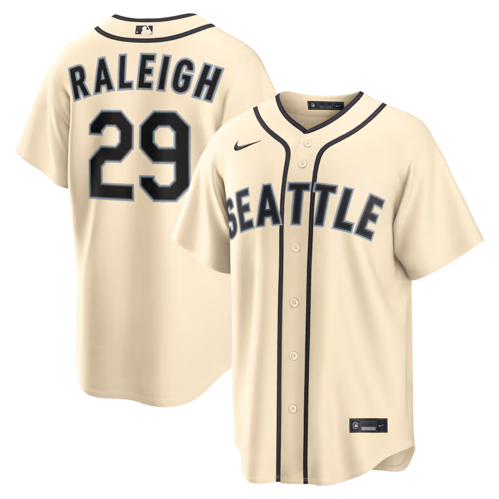 Men's Seattle Mariners Cal Raleigh Nike Cream Alternate Replica Jersey - Jersey