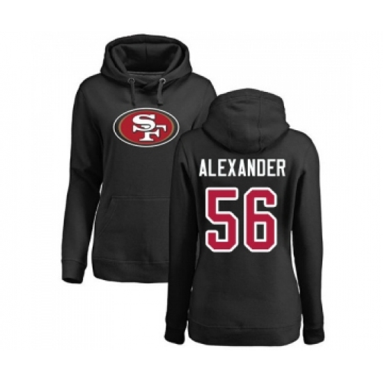 Football Women's San Francisco 49ers #56 Kwon Alexander Black Name & Number Logo Pullover Hoodie - Jersey