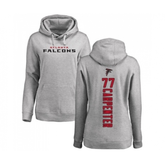 Football Women's Atlanta Falcons #77 James Carpenter Ash Backer Pullover Hoodie - Jersey