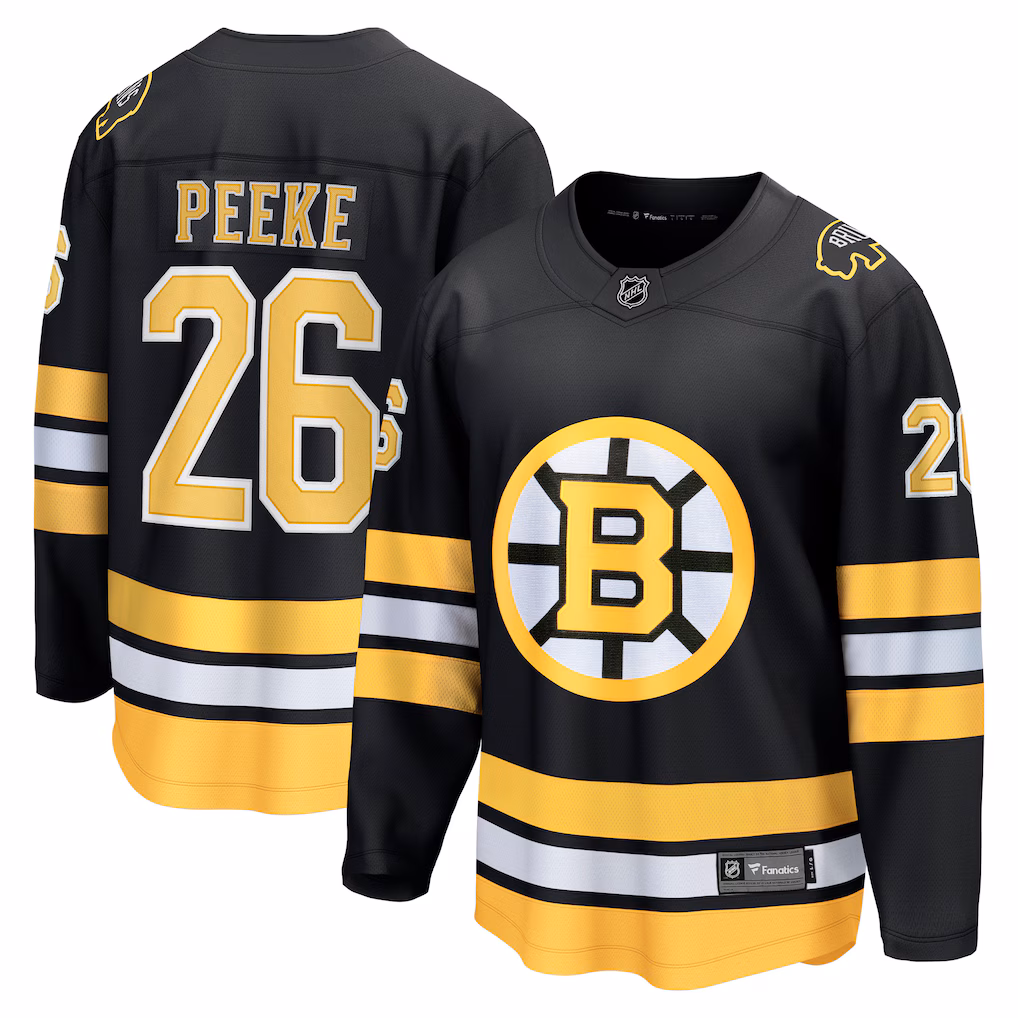 Men's Boston Bruins Andrew Peeke Fanatics Black Home Breakaway Player Jersey - Jersey