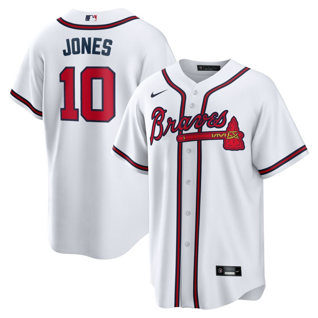 Men's Atlanta Braves Chipper Jones Nike White Home Retired Player Replica Jersey - Jersey