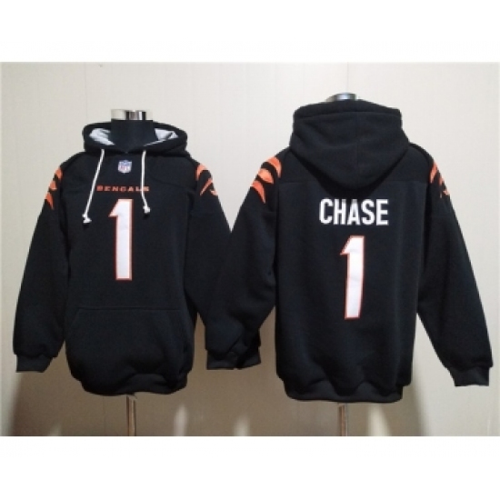 Men's Cincinnati Bengals #1 Ja'Marr Chase Black Pullover Hoodie - Jersey