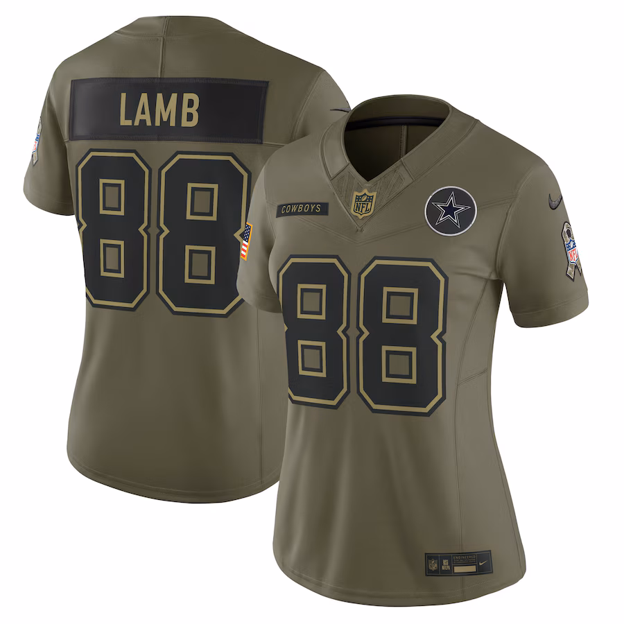 Women's Dallas Cowboys CeeDee Lamb Nike Olive 2025 Salute to Service Limited Jersey - Jersey