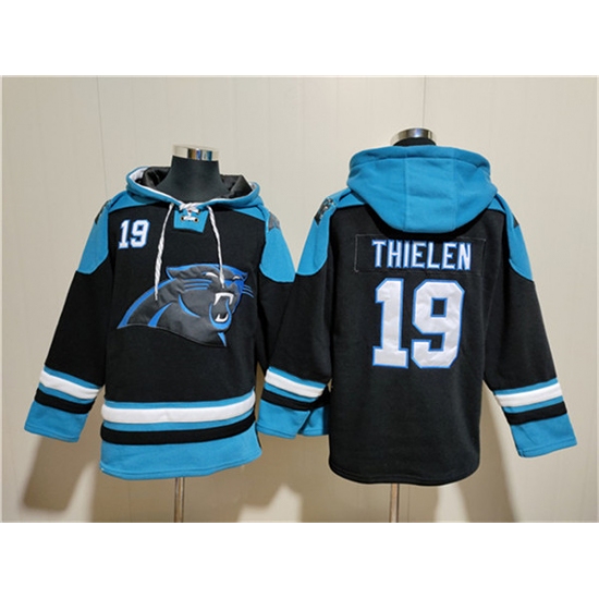 Men's Carolina Panthers #19 Adam Thielen Black Ageless Must-Have Lace-Up Pullover Hoodie - Jersey