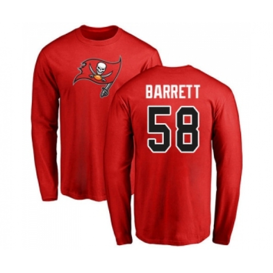 Football Tampa Bay Buccaneers #58 Shaquil Barrett Red Name & Number Logo Long Sleeve T-Shirt - Jersey