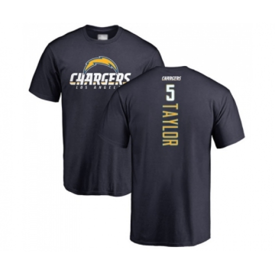 Football Los Angeles Chargers #5 Tyrod Taylor Navy Blue Backer T-Shirt - Jersey