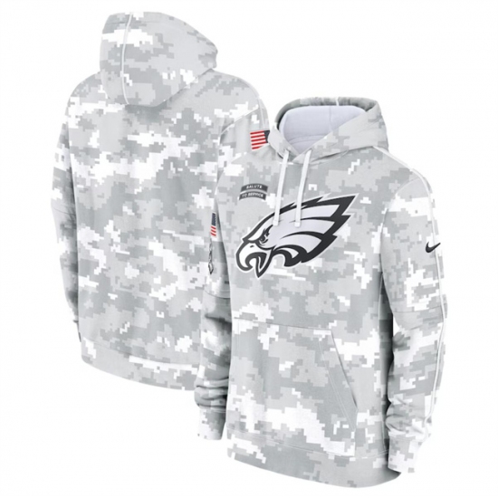 Men's Philadelphia Eagles 2024 Arctic Camo Salute To Service Club Fleece Pullover Hoodie - Jersey
