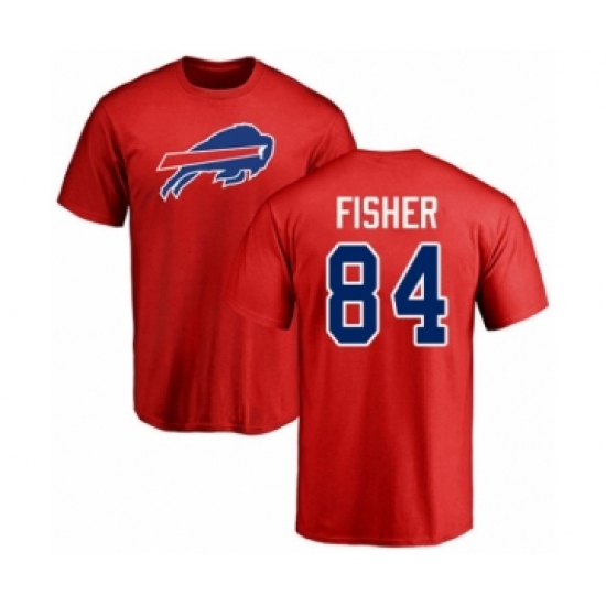 Football Buffalo Bills #84 Jake Fisher Red Name & Number Logo T-Shirt - Jersey