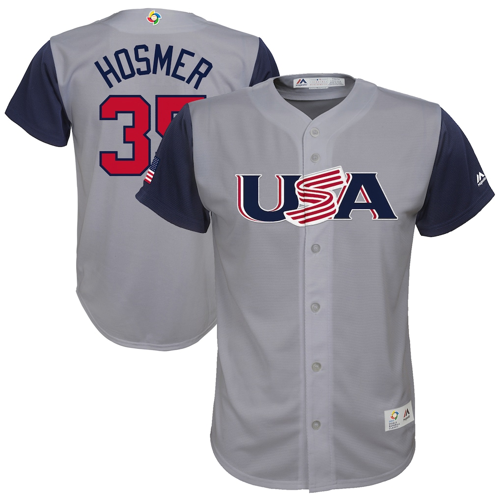 Youth USA Baseball Eric Hosmer Majestic Gray 2017 World Baseball Classic Replica Jersey - Jersey