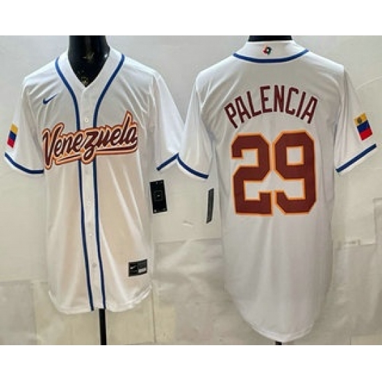 Men's Venezuela #29 Daniel Palencia White 2026 World Baseball Classic Cool Base Jersey - Jersey