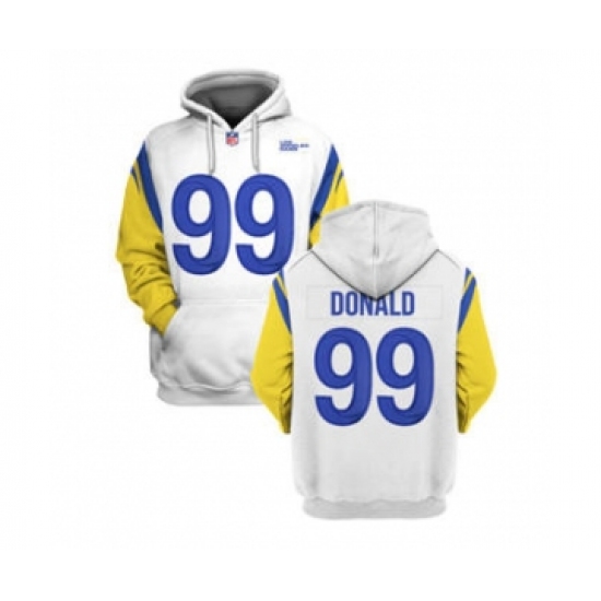 Men's Los Angeles Rams #99 Aaron Donald 2021 White Pullover Football Hoodie - Jersey