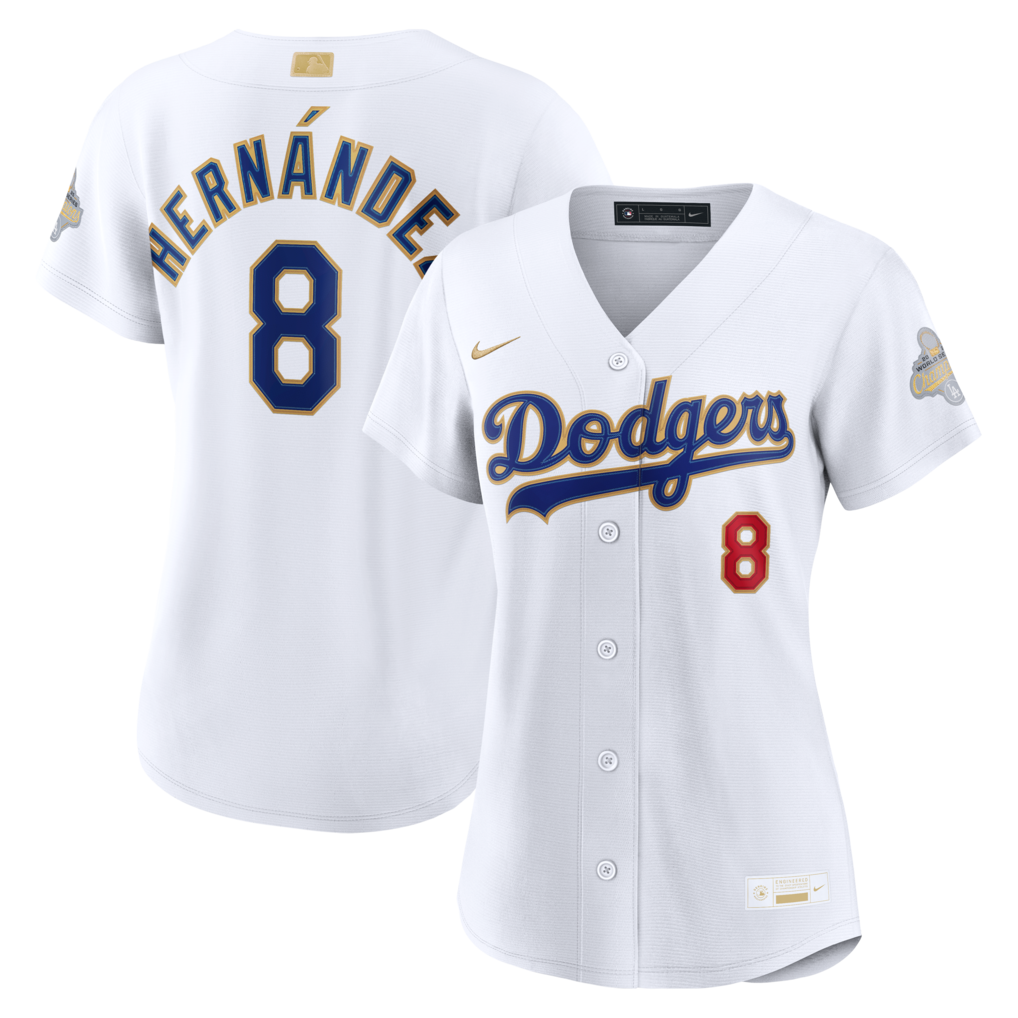 Women's Los Angeles Dodgers Enrique Hernández Nike White 2026 Gold Collection Stadium Jersey - Jersey