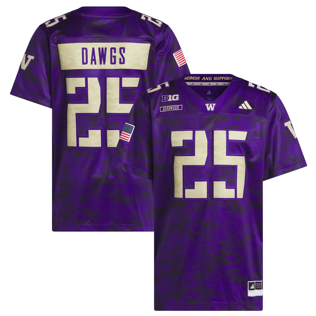 Men's adidas #25 Purple Washington Huskies Honor & Support Premier Strategy Jersey - Jersey