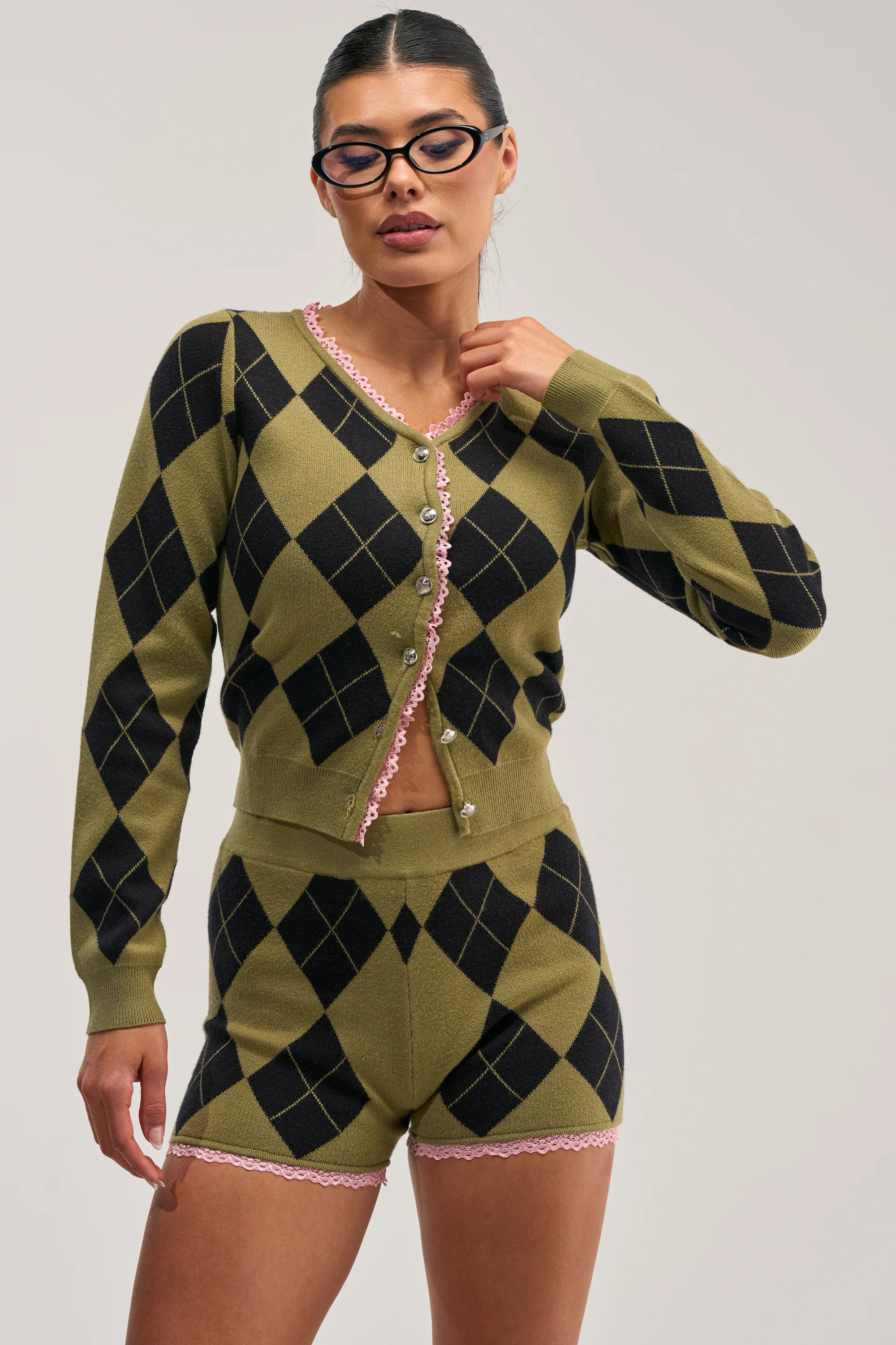 CRAZY FOR YOU ARGYLE CARDIGAN - Akira Wear