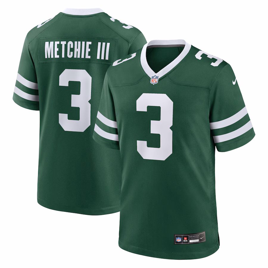 Men's New York Jets John Metchie III Nike Legacy Green Team Game Jersey - Jersey