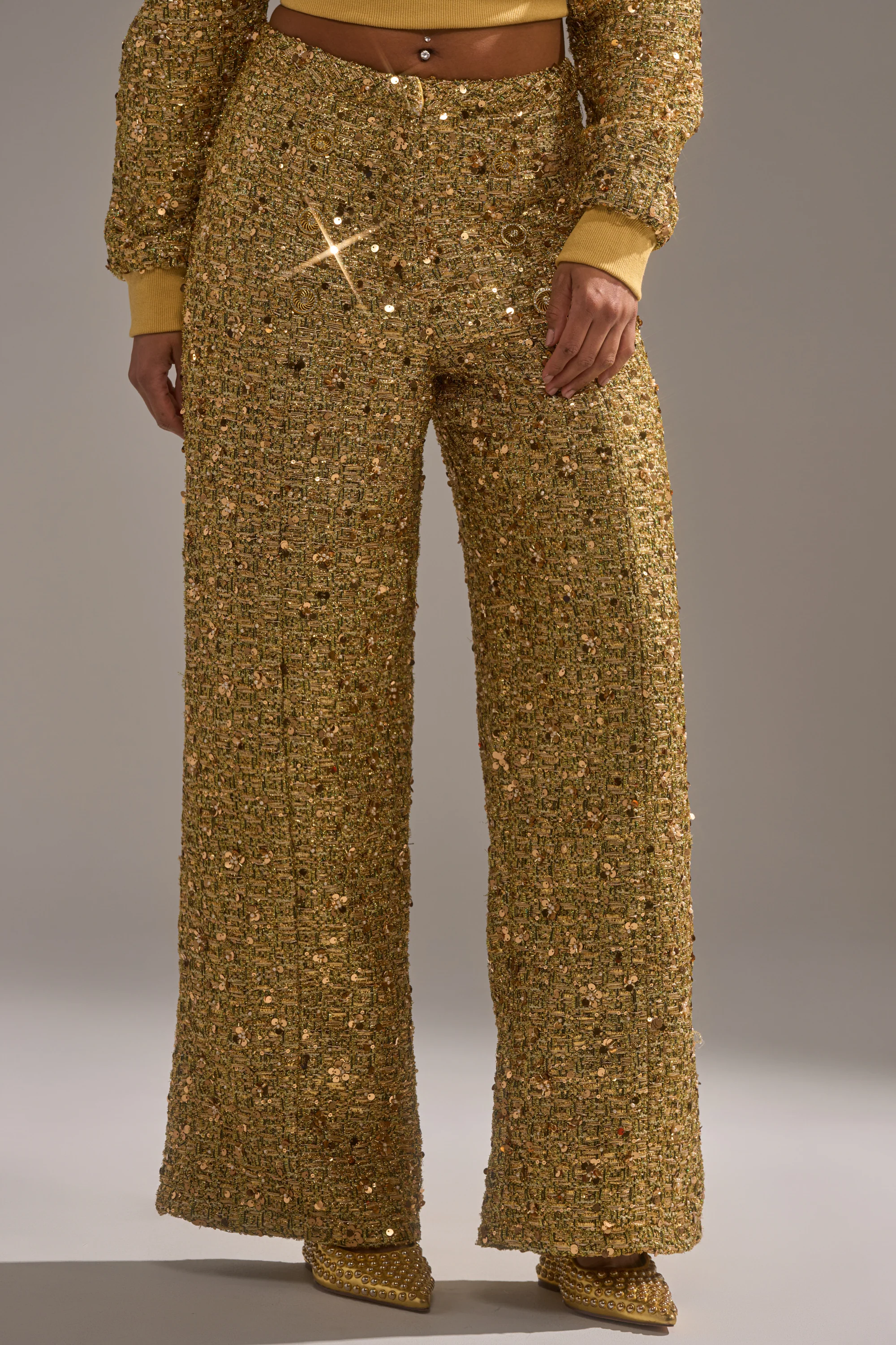 PRETTY IN GOLD STRAIGHT LEG PANT - Akira Wear