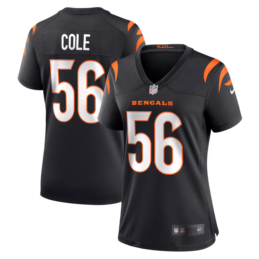 Women's Cincinnati Bengals Myles Cole Nike Black Team Game Jersey - Jersey