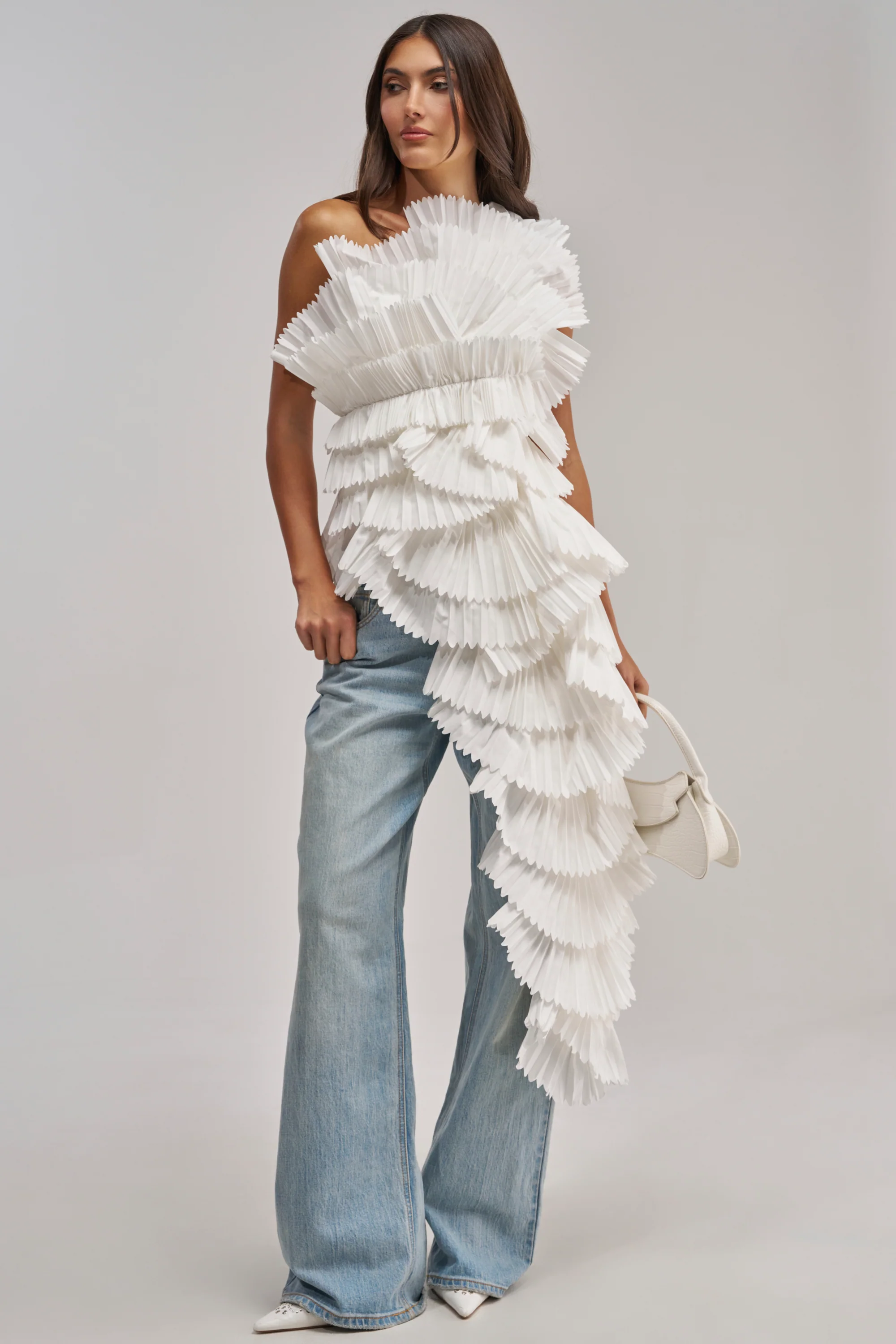LUXURIOUS ASYMMETRICAL TOP IN WHITE - Akira Wear