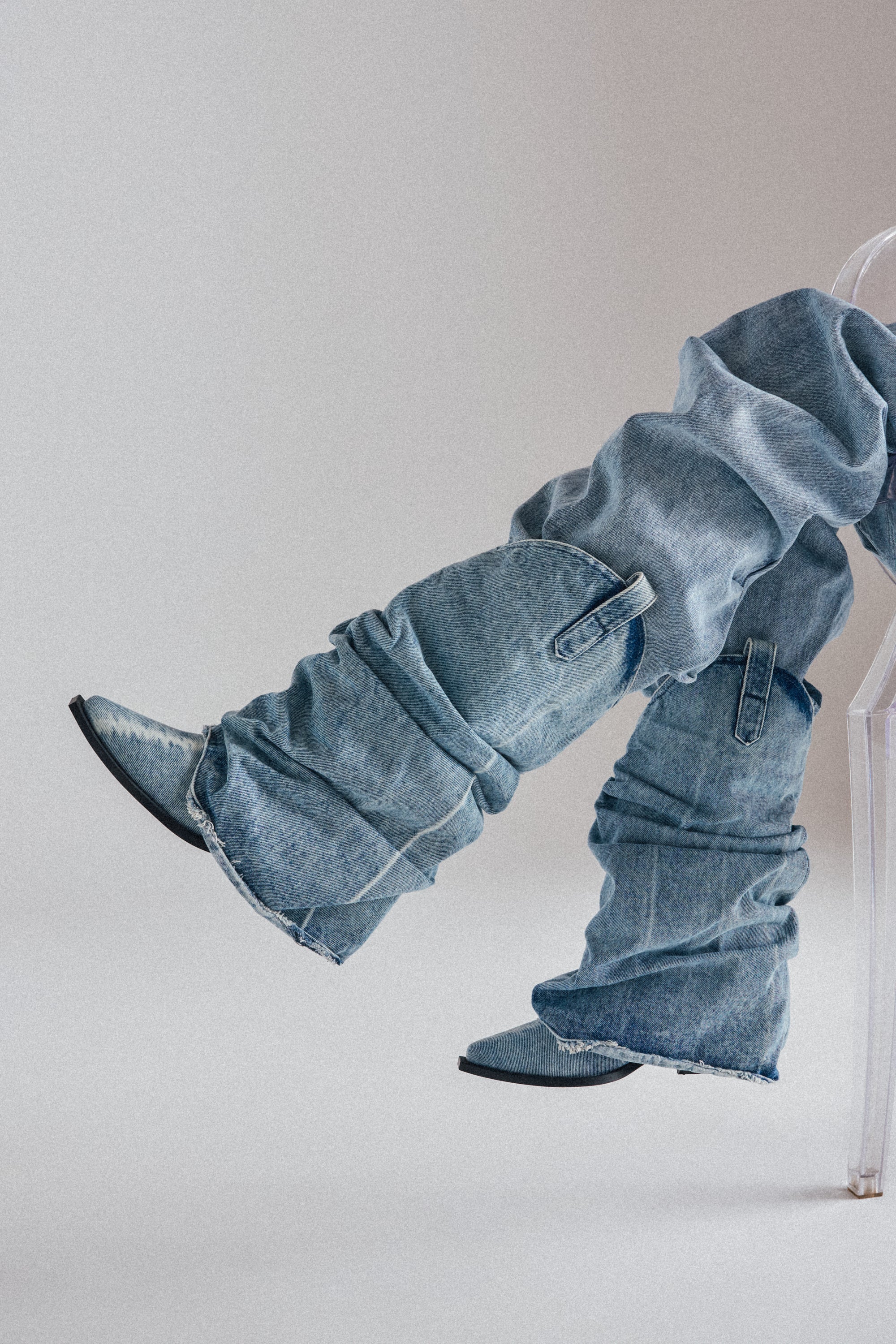 AZALEA WANG HAWSTON DENIM WESTERN FOLD-OVER BOOT - Akira Wear