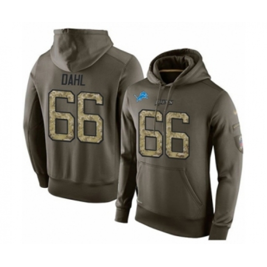 Football Men's Detroit Lions #66 Joe Dahl Green Salute To Service Pullover Hoodie - Jersey
