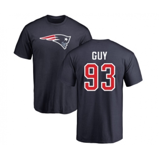 Football New England Patriots #93 Lawrence Guy Navy Blue Name & Number Logo T-Shirt - Jersey