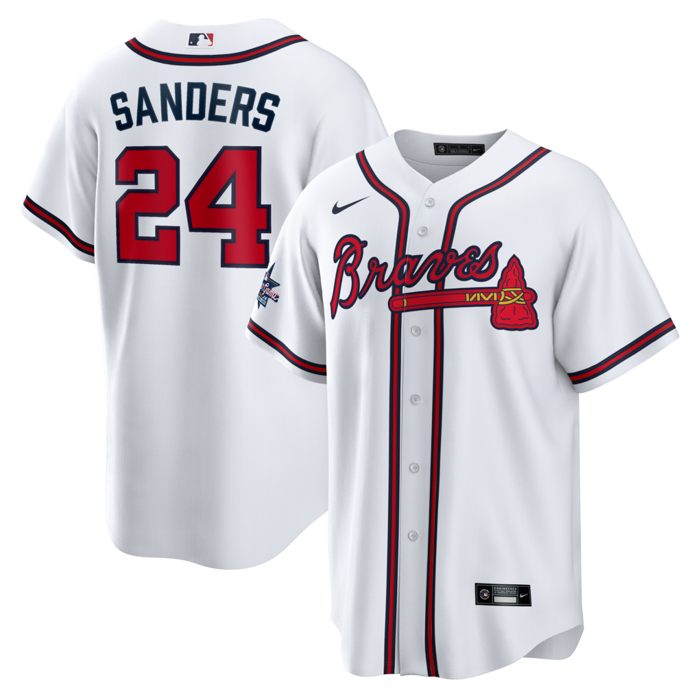 Men's Atlanta Braves Deion Sanders Nike White Home Retired Player Replica Jersey - Jersey