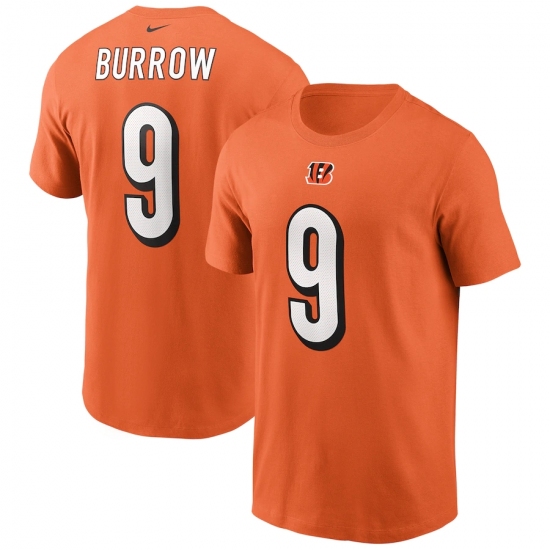 Men's Cincinnati Bengals #9 Joe Burrow Nike Orange Player Name & Number T-Shirt.webp - Jersey