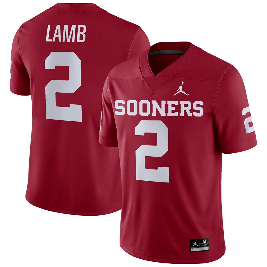 Men's Jordan Brand CeeDee Lamb Crimson Oklahoma Sooners Player Game Jersey - Jersey