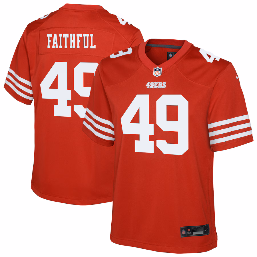 Youth San Francisco 49ers The Faithful Nike Scarlet Team Game Jersey - Jersey