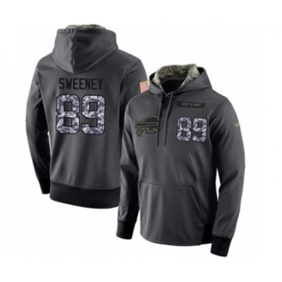 Football Men's Buffalo Bills #89 Tommy Sweeney Stitched Black Anthracite Salute to Service Player Performance Hoodie - Jersey