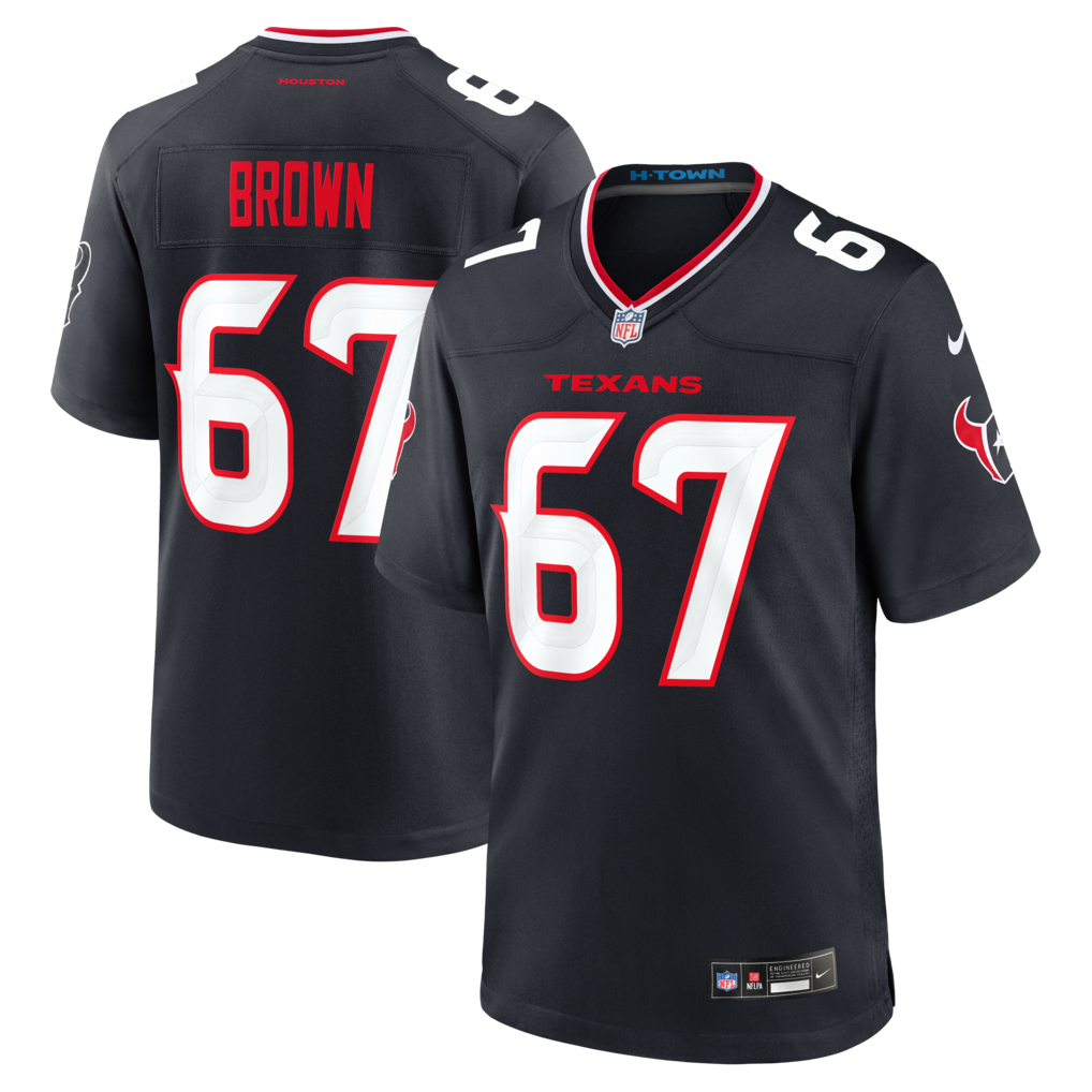 Men's Houston Texans Evan Brown Nike Navy Team Game Jersey - Jersey