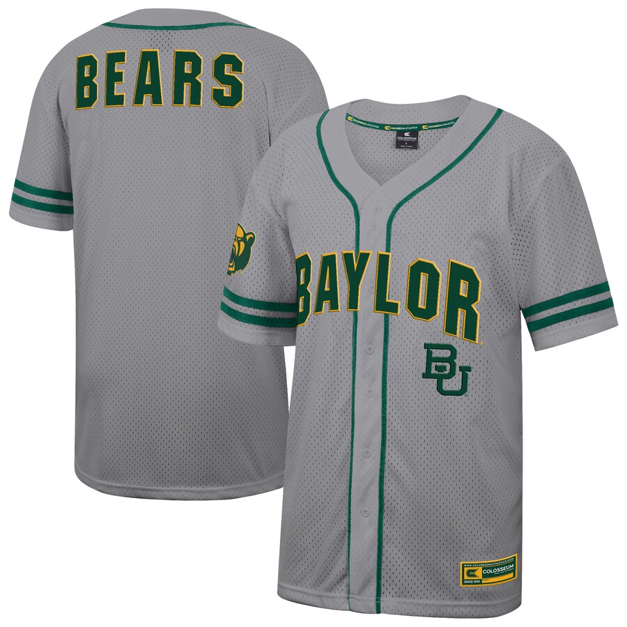 Men's Colosseum Gray Baylor Bears Free Spirited Baseball Jersey - Jersey