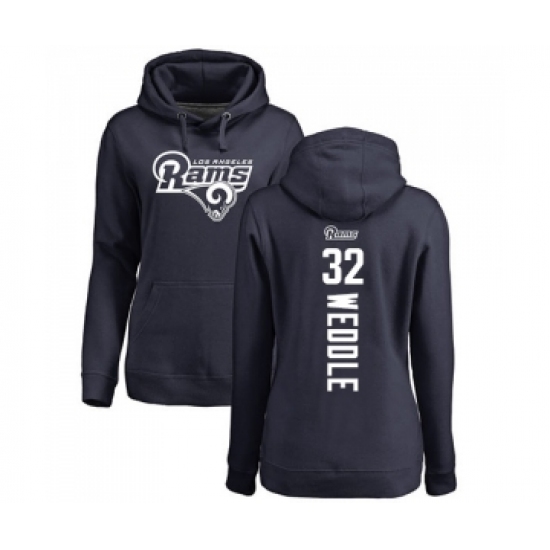 Football Women's Los Angeles Rams #32 Eric Weddle Navy Blue Backer Pullover Hoodie - Jersey