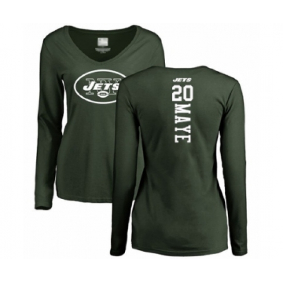 Football Women's New York Jets #20 Marcus Maye Green Backer Long Sleeve T-Shirt - Jersey