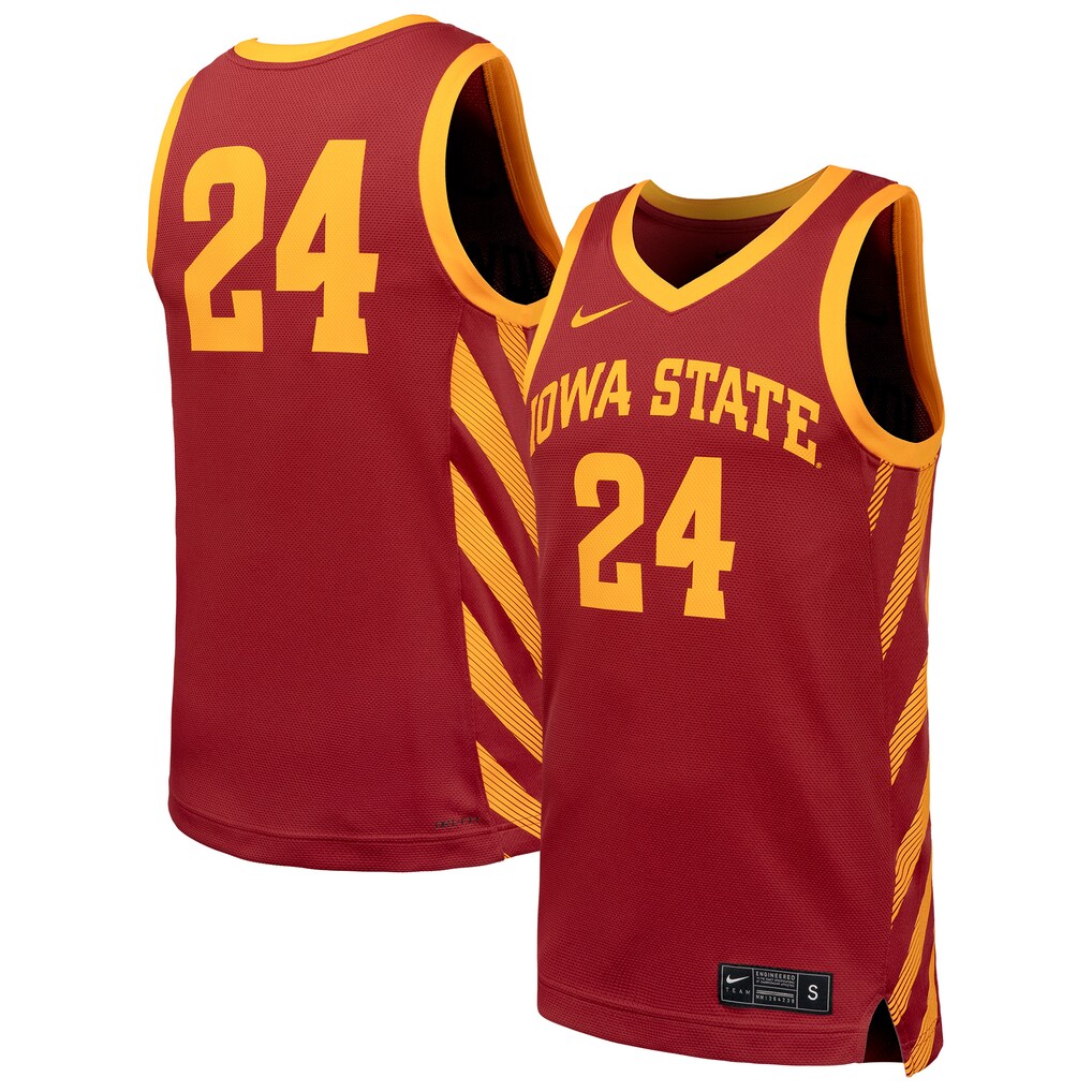 Men's Nike #24 Cardinal Iowa State Cyclones Replica Basketball Jersey - Jersey