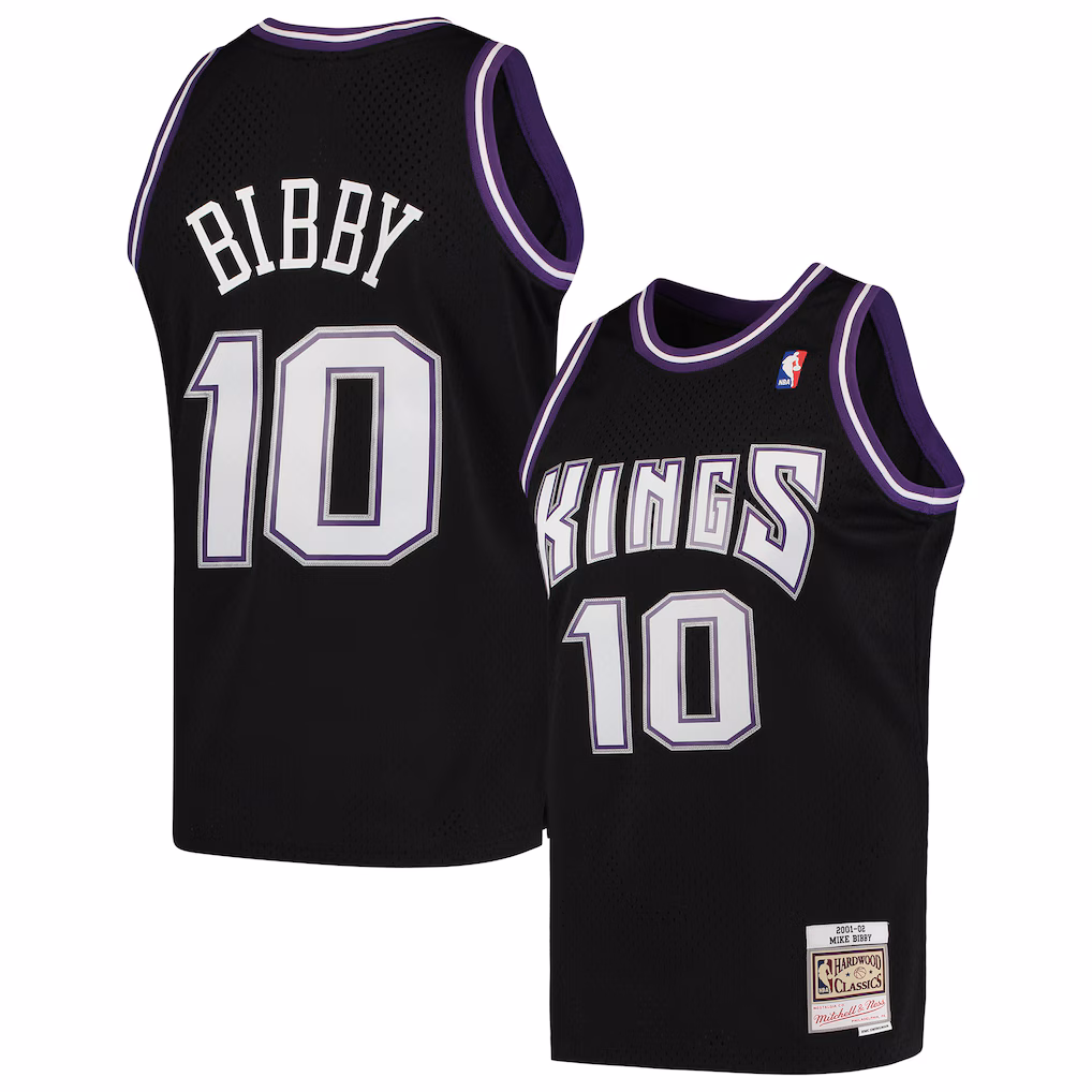 Men's Sacramento Kings Mike Bibby Mitchell & Ness Black Hardwood Classics Swingman Jersey - Jersey