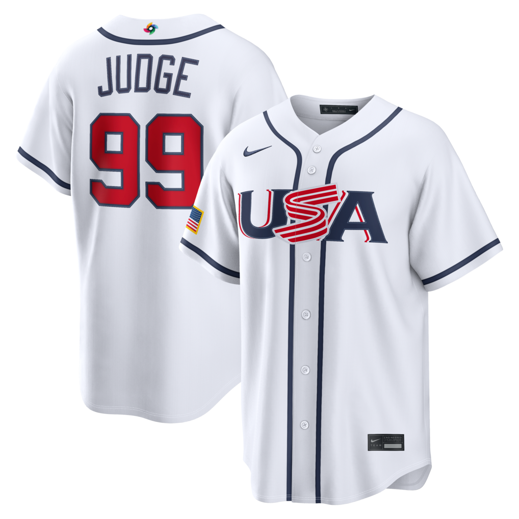 Men's USA Baseball Aaron Judge Nike White 2026 World Baseball Classic Home Stadium Jersey - Jersey