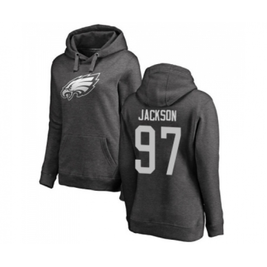 Women's Philadelphia Eagles #97 Malik Jackson Ash One Color Pullover Hoodie - Jersey