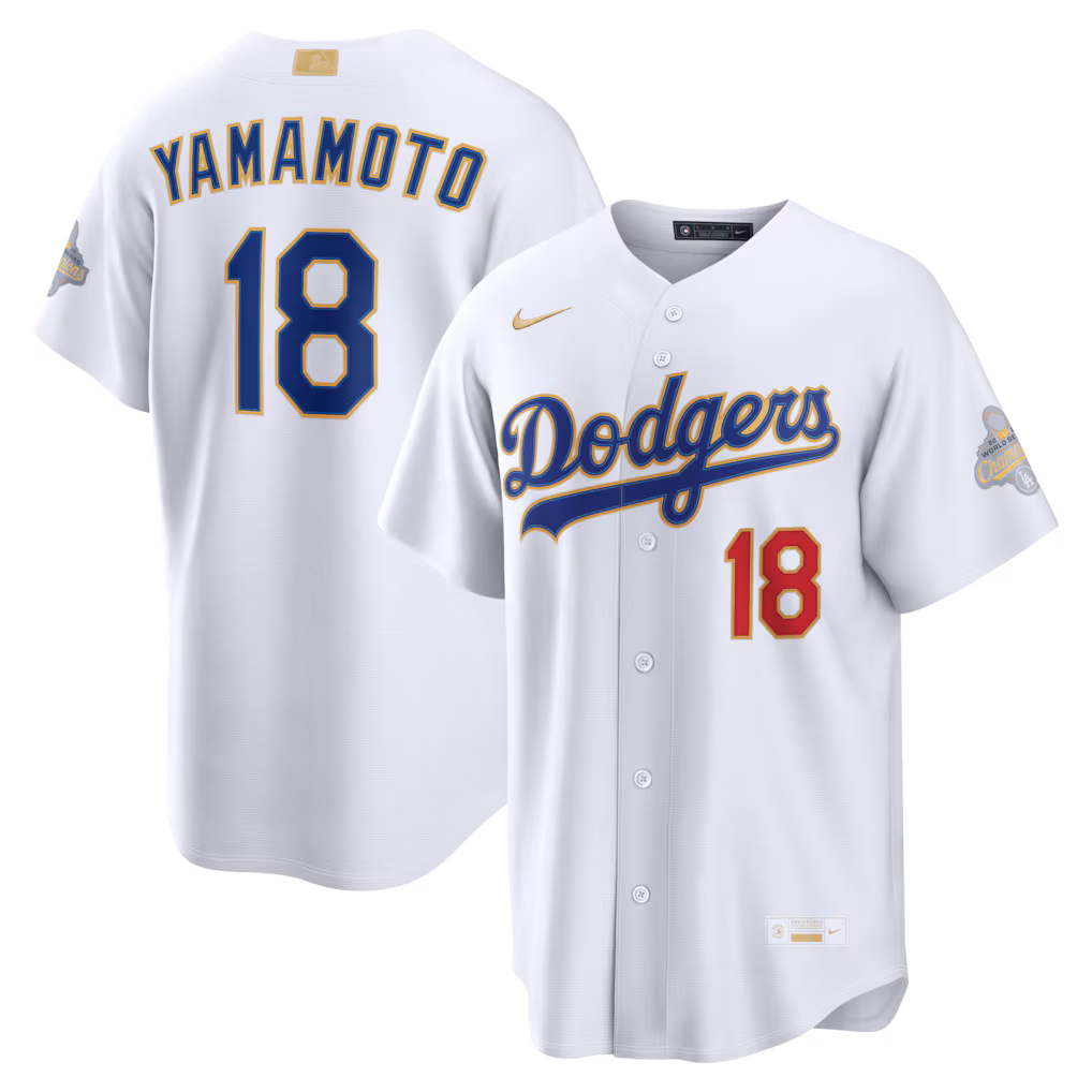 Men's Los Angeles Dodgers Yoshinobu Yamamoto Nike White 2026 Gold Collection Stadium Jersey - Jersey