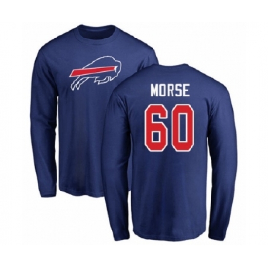 Football Buffalo Bills #60 Mitch Morse Royal Blue Name & Number Logo Long Sleeve T-Shirt - Jersey